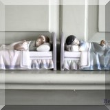 P01. Lladro &ldquoBedtime Buddies” sleeping boy with dog (#6541) and Lladro &ldquoCozy Companions” sleeping girl with cat. (#6540) 